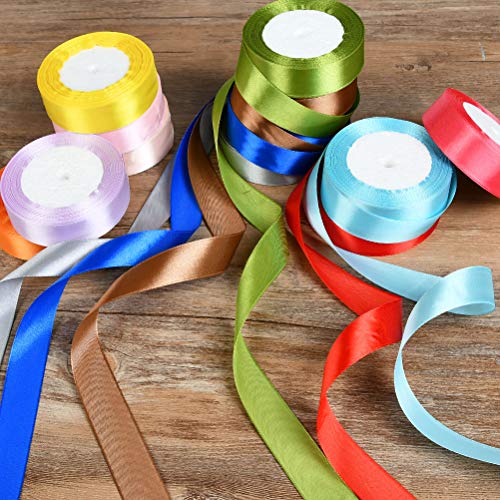 WOWOSS 12 Colores Cinta de Raso Doble Cara de 25 mm x 22 m, Rollo de Cinta tejida de Color para Decoración de Regalo Cajas Flores Boda Navidad