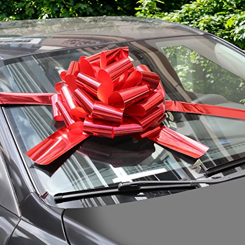 WXJ13 - Lazos de coche con cinta de 6 m para regalos de Navidad, decoración de regalo, bailes, fiestas sorpresas, nuevas casas, color rojo brillante