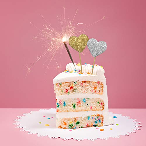 XGzhsa Adornos para Tartas, 50 Piezas de Adornos para Tartas con Purpurina en Forma de corazón, Palillos de Dientes, decoración para Fiestas (Dorado,Azul,Verde,Rojo,Plateado)