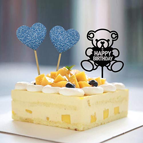 XGzhsa Adornos para Tartas, 50 Piezas de Adornos para Tartas con Purpurina en Forma de corazón, Palillos de Dientes, decoración para Fiestas (Dorado,Azul,Verde,Rojo,Plateado)