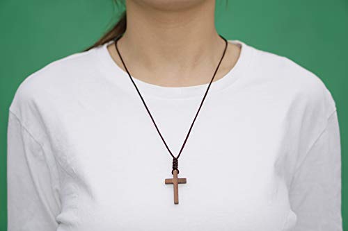 Xianli Wang Collar Colgante de Cruz de Madera de Nogal para Hombres Mujeres Niños Niño Niña Collar Arbolado