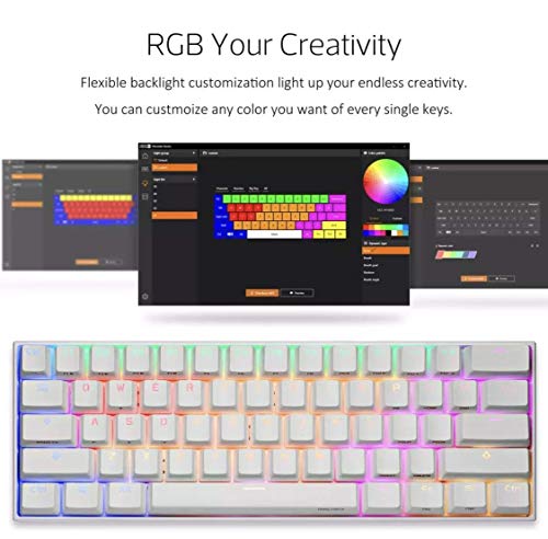 XIUYU [Cambiar] 2 60% Bluetooth 4.0 Tipo-C Juego mecánico del Teclado (Blanco, marrón Interruptor) (Color: Interruptor Blanco, tamaño: Blanco)