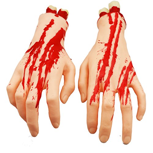 XONOR Halloween cortó Las Manos los pies Conjunto de Piezas de Cuerpo Sangriento y Aterrador Decoraciones de Accesorios de Halloween, 4 Piezas (pies y Manos) (Color de Piel)