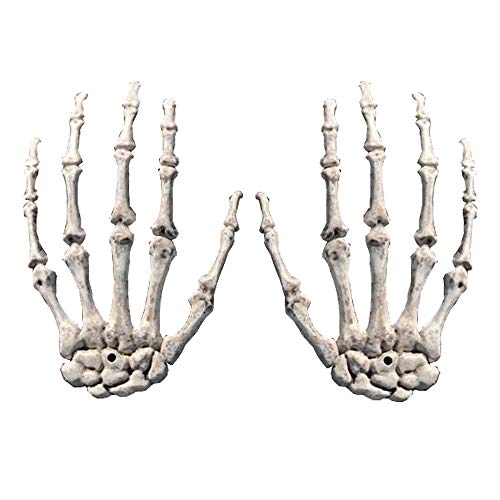 XONOR Halloween Skeleton Hands - Manos realistas de Esqueleto de plástico Cortadas a tamaño Real para Decoraciones de Accesorios de Halloween, 2 Piezas (Derecha e Izquierda)
