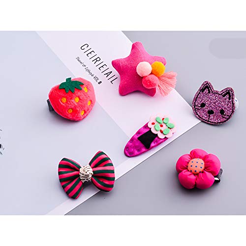 XXF Horquillas para El Pelo, 6Pcs Lindo Animal De La Historieta De La Fruta Hecha A Mano De Tela del Paño BB Clip De Pinza De Pelo para El Bebé Y Niños Accesorios del Pelo De La Caja De Regalo Set,B