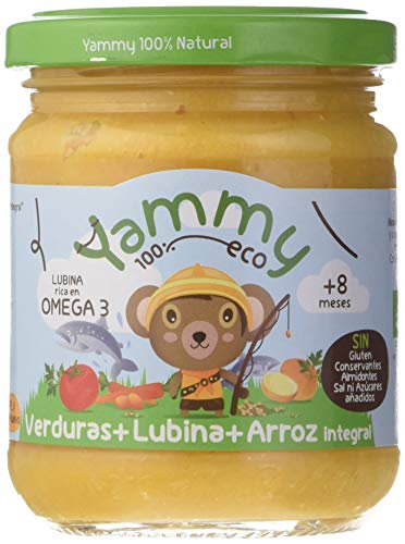Yammy, Potito Ecológico de Pescado (Verduras, Lubina y Arroz Integral) - 12 tarritos de 195 gr. - 100% natural / 100% ecológico