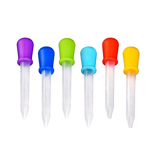 YeahiBaby Pipeta de Silicona y Plástico Cuentagotas Plastico para Niños Molde de Cocina Silicona 6 Piezas