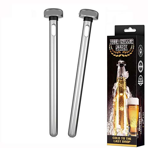 YFOX Enfriador de Cerveza de 2 Piezas,Varilla de Enfriador de Bebidas de Acero Inoxidable, Mantiene frías Las Bebidas embotelladas,se Utiliza en Bares,campamentos de Fiesta
