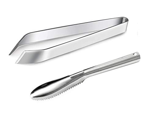 YFOX pinzas de acero inoxidable pinzas de cocina aleta humanoide pescado y raspador de pescado