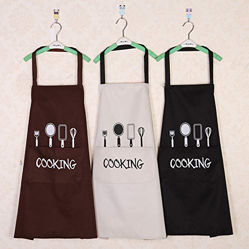 YGSAT Unisex Chefs Delantal de Cocina Impermeable con Bolsillos Delantales para Cocinar Restaurante Trabajar BBQ Jardinería Artesanía Hornear Negro