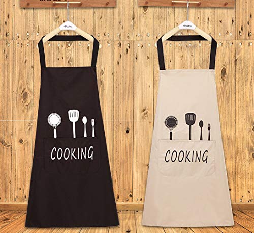 YGSAT Unisex Chefs Delantal de Cocina Impermeable con Bolsillos Delantales para Cocinar Restaurante Trabajar BBQ Jardinería Artesanía Hornear Negro