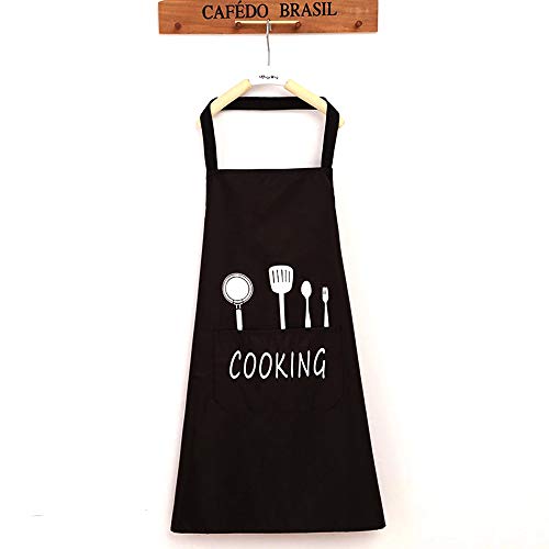 YGSAT Unisex Chefs Delantal de Cocina Impermeable con Bolsillos Delantales para Cocinar Restaurante Trabajar BBQ Jardinería Artesanía Hornear Negro