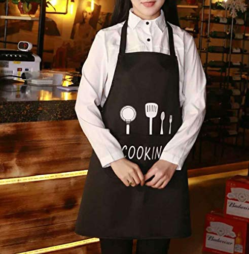 YGSAT Unisex Chefs Delantal de Cocina Impermeable con Bolsillos Delantales para Cocinar Restaurante Trabajar BBQ Jardinería Artesanía Hornear Negro