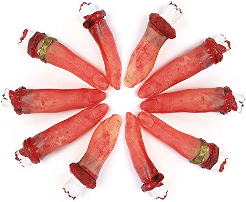 YI-LIGHT Halloween Horror Sangriento Dedo Falso Realista Roto el Dedo de Terror Espeluznante casa embrujada travesura Vampiro Decoraciones Interiores Zombi Cosplay del Partido Fuera (5 Dedos)