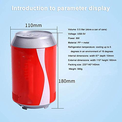 Yiyu Nevera portátil Coche Coca-Cola latas Mini refrigerador del USB del refrigerador del refrigerador de la Bebida Oficina for el refrigerador de la Escuela Dormitorio x (Color : Red)