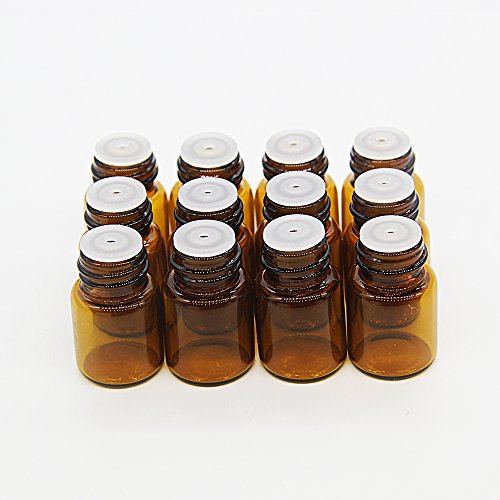 Yizhao Ambar Botellas de Aceite esencial de Vidrio Vacías 2ml,con Reductor de Orificio y Tapa,Para Aceites Esenciales, E-Líquidos,Aromaterapia,Perfumes,Masajes,Laboratorio de Química – 36 Pcs