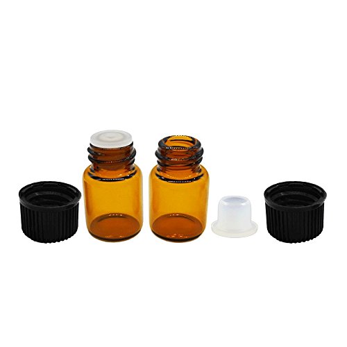 Yizhao Ambar Botellas de Aceite esencial de Vidrio Vacías 2ml,con Reductor de Orificio y Tapa,Para Aceites Esenciales, E-Líquidos,Aromaterapia,Perfumes,Masajes,Laboratorio de Química – 36 Pcs