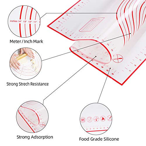 Yizhet Tapete de Silicona para Pastelería Antiadherente Extra Grande Tapete de para Hornear (50 x 70cm) - para Panadería, Masa,Galletas, Pasta de Azúcar, Masa de Pastel, Pizza