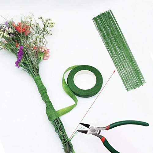 YLX Herramienta Florales, 4 Pz Herramientas Arreglo Floral Kit, Stem Tape, Estilo Alambre, Cortador de Alambre y Tijeras (Verde)