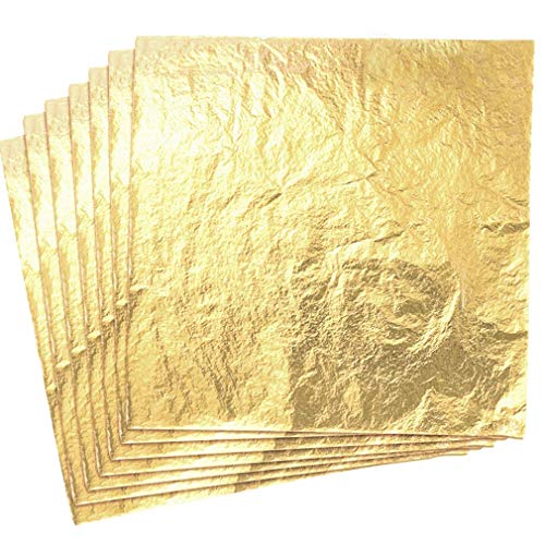 Yongbest Hojas Pan de Oro de Imitación,100 Hoja de Oro de Imitación Papel para Bricolaje Dorado Artesanía Artes Proyecto Decoración de Muebles 14 cm * 14 cm