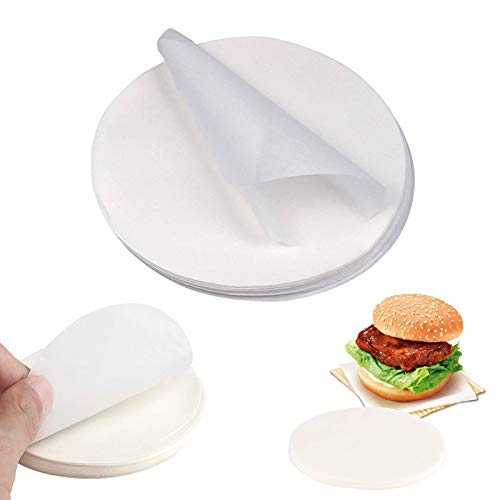 YOUYIKE 500 Hojas Papel Antiadherente Horno Papel Redondo,Papel de Hornear Redondo para Hamburguesas，Cheeseburgers, Albóndigas, Sartén, Barbacoa