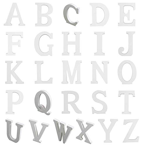 Ysoom Letras de madera, color blanco, artesanía, madera, cartas, novia, boda, fiesta, cumpleaños, juguete, decoración del hogar, altura: 15 cm