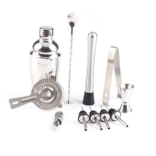 Yuciya Coctelería Set, Set de Coctelera de 12 Piezas Set de Herramientas de Barra de Acero Inoxidable Kit de Barman con Elegante Soporte de Bambú