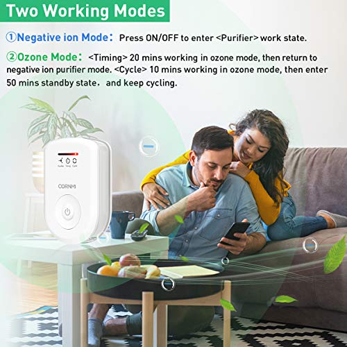 Yuede - Purificador de aire portátil, generador de ozono con iones negativas, para olores, contaminantes y aire purificado, hasta 30 m²