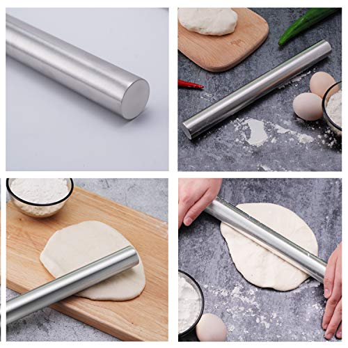 Yuning Rodillo de Acero Inoxidable, Rodillo de Masa Profesional para Panadero, Pastelería, Galletas, Pizza, Masa de hojaldre, Etc- Diámetro de 1,5 Pulgadas