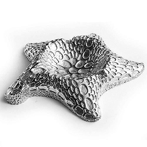YXB Cenicero Cenicero Sea Star Metal Creatividad Adecuado para Regalos/Adornos/Oficina/Hotel/Hogar/Pequeños Accesorios (Color: Plata-12x12CM)