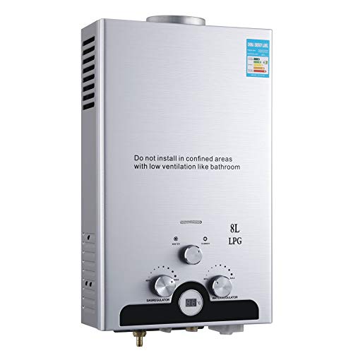 Z ZELUS 8L Calentador de Agua LPG Calentador de Agua Instantáneo 16KW Calentador de Agua de Gas Licuado de Petróleo sin Tanque (8L)