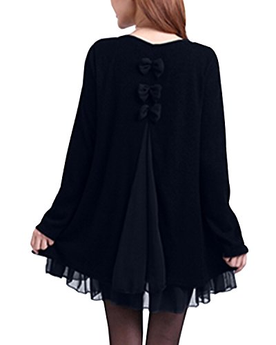 ZANZEA Jersey Mujer Jumper Suéter Larga Tops Vestidos de Encaje para Vestido Lazo Elegant Fiesta de Noche Suéter de Punto para Mujeres Otoño Invierno Tallas Grandes Azul-399848 S