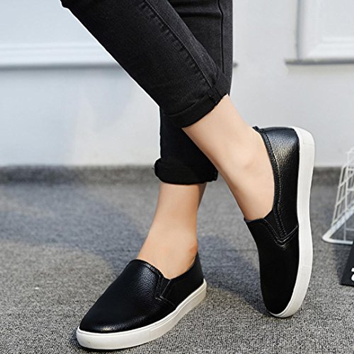 Zapatillas de Cuero para Mujer Otoño 2018 PAOLIAN Zapatos de Plano Blancas Dama Casual Mocasina Talla Grande Cómodo Calzado de Trabajo Moda Señora Suela Blanda Breathable Senderismo