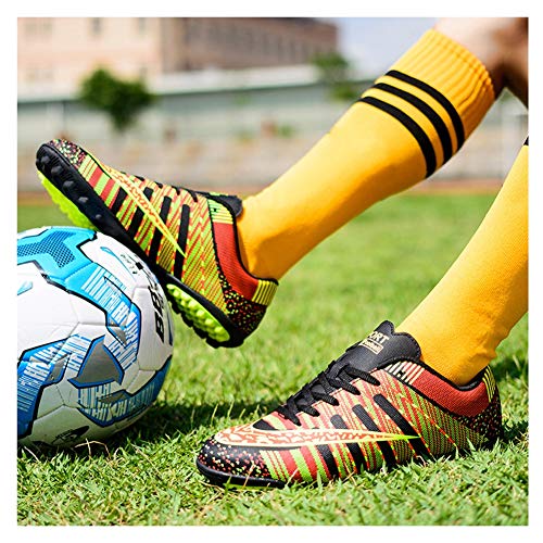 Zapatillas De Fútbol Para Hombre New 2019,Outdoor Turf Trainers Soccer Shoes Botas De Fútbol Para Hombre,Teens Wear-Resistence Football Non-Slip Black Blue (4 Color) 33-44 EU,Negro,43