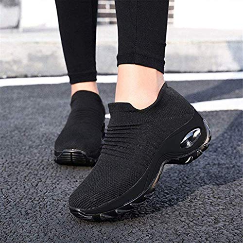 Zapatillas Deportivas de Mujer Gimnasio Zapatos Running Deportivos Fitness Correr Casual Ligero Comodos Respirable Negro Gris Morado 35-42 BK2 36