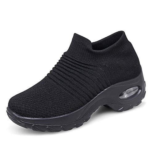 Zapatillas Deportivas de Mujer Gimnasio Zapatos Running Deportivos Fitness Correr Casual Ligero Comodos Respirable Negro Gris Morado 35-42 BK2 36