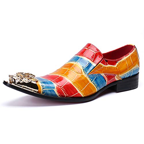 Zapato Piel para Hombre del Verano, Colorblock Afilado De Metal Bajo-Top De Los Zapatos Oxford Zapatos De La Ropa Informal De Fin De Curso del Partido De Banquetes,39