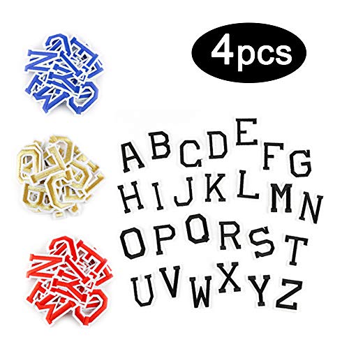 Zasiene Parches para Ropa 104 Piezas Parches Bordado Apliques de Alfabeto A-Z Letras Adhesivas para Ropa para Reparar Costura Parches Artesanal de Bricolaje Decorar(4 Colores)