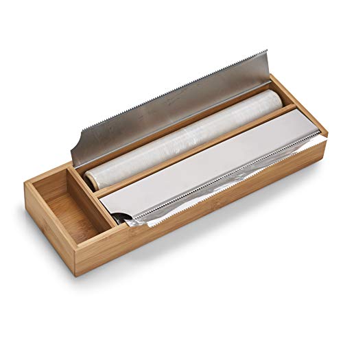 Zeller 25315 - Dispensador de Papel de Aluminio y de plástico de Cocina (bambú y Acero Inoxidable, 39,5 x 13 x 5,4 cm)