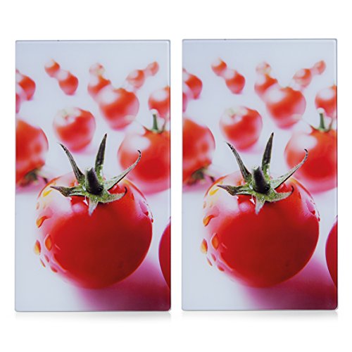 Zeller 26270 - Tabla para cortar de cristal, tomate, 52 x 30 cm, 2 unidades