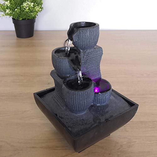 Zen Light Kini - Fuente de Interior con Bomba e iluminación LED, Resina, tamaño único