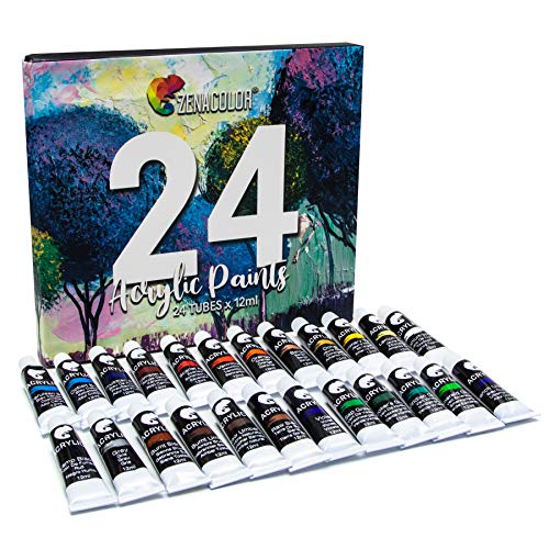 Zenacolor - Set de 24 Tubos de Pinturas Acrilicas - 24 x 12ml