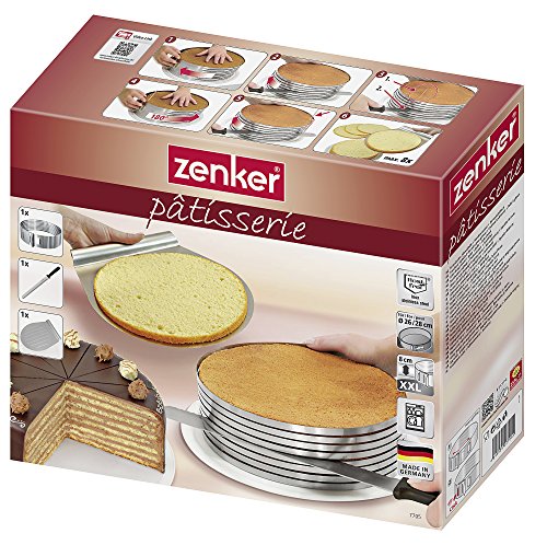 Zenker 7705 Set Molde Laminar + Tarta + Cuchillo + Pala, Acero Inoxidable