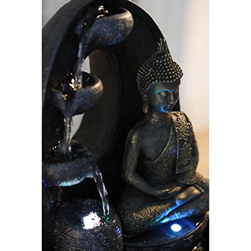 Zen'Light - Harmonie Fuente de poliresina, 26 x 16 x 40 cm, Color Negro