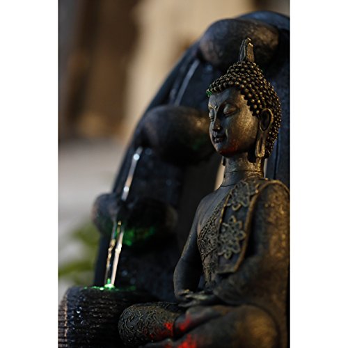 Zen'Light - Harmonie Fuente de poliresina, 26 x 16 x 40 cm, Color Negro