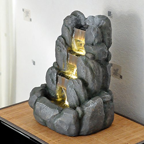 Zen'Light Rocky Fuente de Interior, Resina, Gris, 24 x 21 x 34 cm