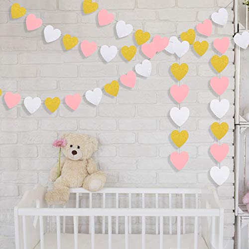 ZERHOK 3pcs Pancartas de Corazones Guirnaldas de Papel de Corazón Banner Colgante de San Valentín Despedida de Soltera Decoración de la Habitación Aniversario Boda