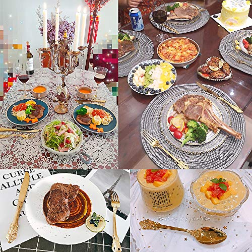 ZFQ Set de Cubiertos de Color Dorado de acero inoxidable 18/10, Estilo Vintage, acabado pulido brillante, para Cocina, Restaurante, Fiesta, Juego de 13, Un juego completo de cubertería