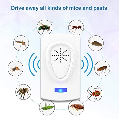 ZHENROG Repelente Ultrasónico, 2020 Nuevo Plagas Control Interiores, Insectos Antimosquitos Eléctrico Extra Fuerte para Interiores - Insectos, Hormigas, Cucarachas, Ratones, Ratas, Roedores (4-Pack)