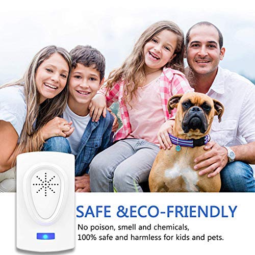 ZHENROG Repelente Ultrasónico, 2020 Nuevo Plagas Control Interiores, Insectos Antimosquitos Eléctrico Extra Fuerte para Interiores - Insectos, Hormigas, Cucarachas, Ratones, Ratas, Roedores (4-Pack)